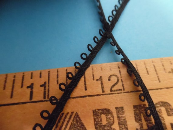Picot Loop Edge Braid~100% Rayon~3/16" wide~Jet Black~4 Yards~Miniatures~Doll Dress and Hat Trim!