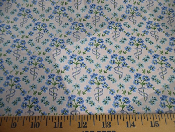 Liberty of London Tana Lawn~FLORAL SERPENT~Blue/Green/White~12"x27"~Doll Fabric