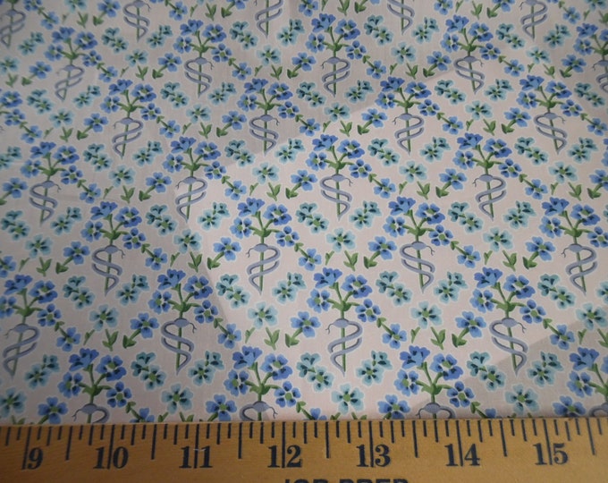 Liberty of London Tana Lawn~FLORAL SERPENT~Blue/Green/White~12"x27"~Doll Fabric