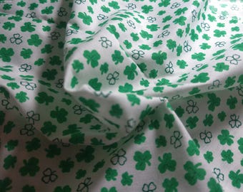 BASEMENT BARGAIN! Cotton Calico~Shamrock Print~Green on White!~21"x45"