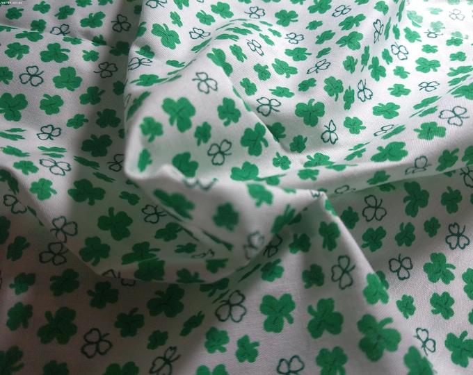 BASEMENT BARGAIN! Cotton Calico~Shamrock Print~Green on White!~21"x45"