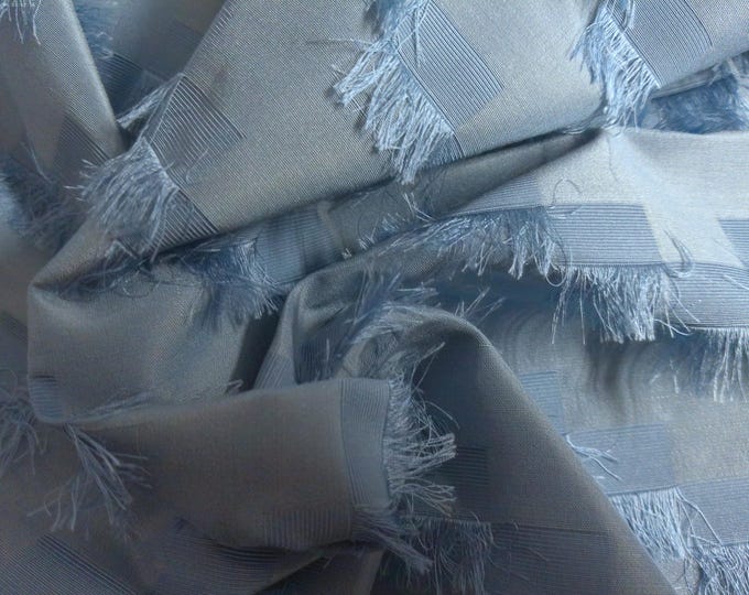 Unique Silk Jacquard with Eyelash Embellishment~French Blue~18"x28"~Doll Fabric