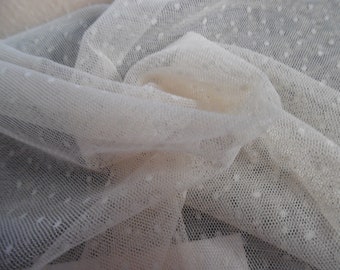 Soft De Lis Netting~Nylon~Sheer~ Ecru Blush~12"x62"~Doll Fabric~Great For Overlays