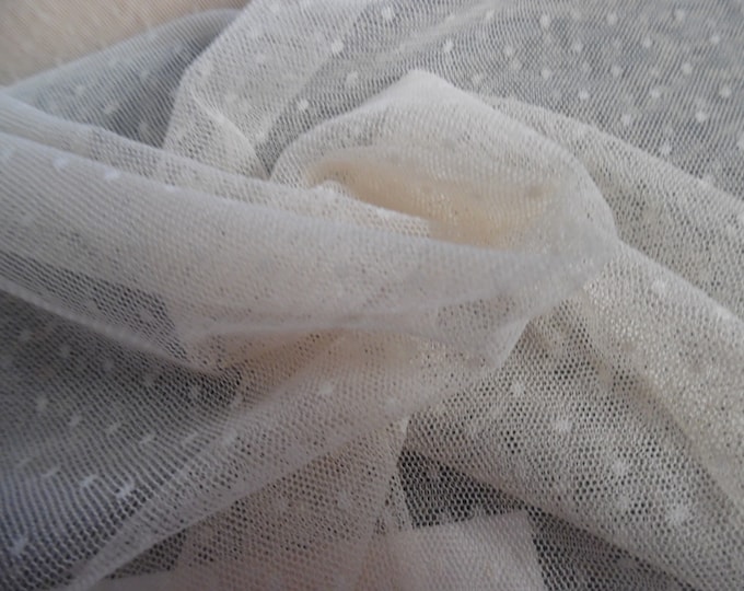 New Color! Soft De Lis Netting~Nylon~Sheer~ Ecru Blush~12"x62"~Doll Fabric~Great For Overlays