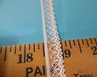 French Val Lace~White~Cotton~7/16" wide~Capital Imports~BY THE YARD~Lace V~Doll lace~Heirloom Sewing