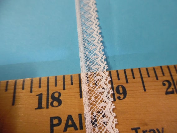 French Val Lace~White~Cotton~7/16" wide~Capital Imports~BY THE YARD~Lace V~Doll lace~Heirloom Sewing