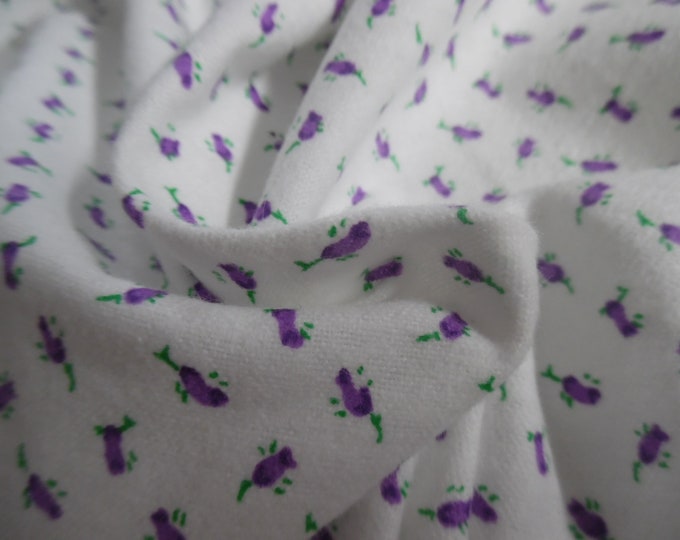 Micro Rosebud Print Cotton Flannel~Purple/White~18"x28"~Light Weight~Doll Fabric