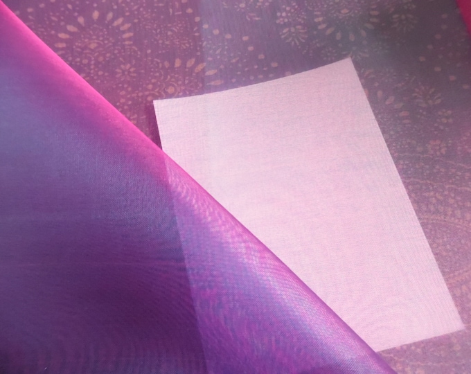 Silk Shot Organza~Fuchsia/Teal~Crisp~Sheer~12"x46"~Overlay Fabric~Modern to Antique Dolls~Flapper