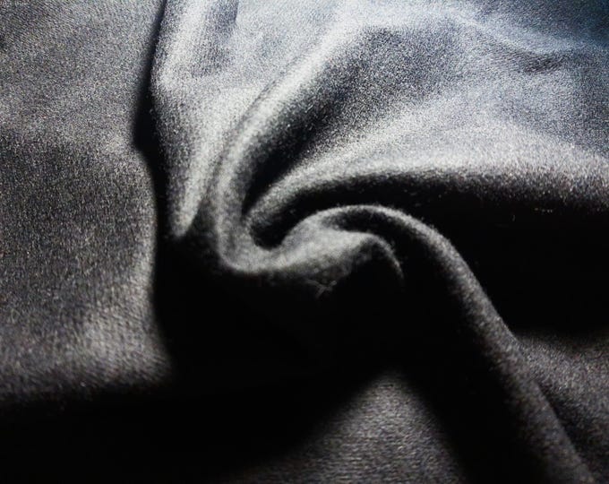 Wool Flannel Suiting~Jet Black~12"x29"~Thin Hand~Doll Fabric