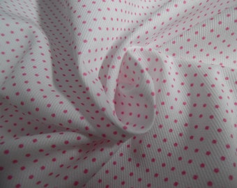 LAST! Light Weight Swiss Cotton Pique~Tiny Pink Dots on White~11"x29"~Doll Fabric