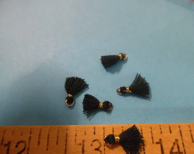 Itty Bitty Tassels~Jet Black~Set of Five~Tiniest I Can Find~Great 4 Adorning Doll Clothing~Accesories~Modern, Antique, & Vintage Dolls