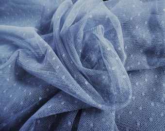 Soft De Lis Netting~Nylon~Sheer~Blue/Gray~12"x62"~Doll Fabric~Great For Overlays
