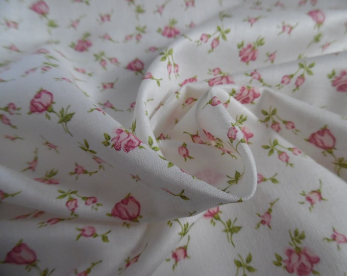 Small Pink Rose Bud Print~Imported Cotton Lawn~12"x29"~Great Doll Fabric