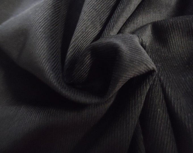 LAST! 100% Cotton Featherwale Cord~Jet Black~17"x29"~Light Weight Doll Fabric~Miniatures