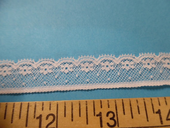 French Val Dotted Floral Net Lace~White~Cotton~3/4"~Capital Imports~BY THE YARD~Doll lace~Heirloom Sewing