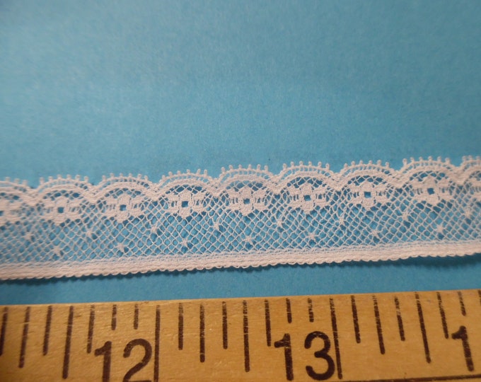 French Val Dotted Floral Net Lace~White~Cotton~3/4"~Capital Imports~BY THE YARD~Doll lace~Heirloom Sewing