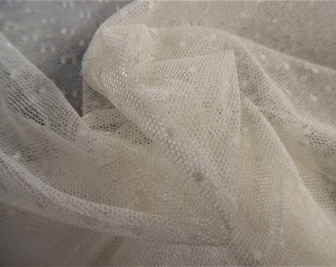 Soft De Lis Netting~Nylon~Sheer~Ivory~12"x62"~Doll Fabric~Great For Overlays