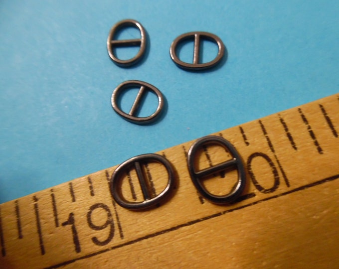 Oval Metal Doll Buckles~Ebony~3/8"x7/16"~Set of 5