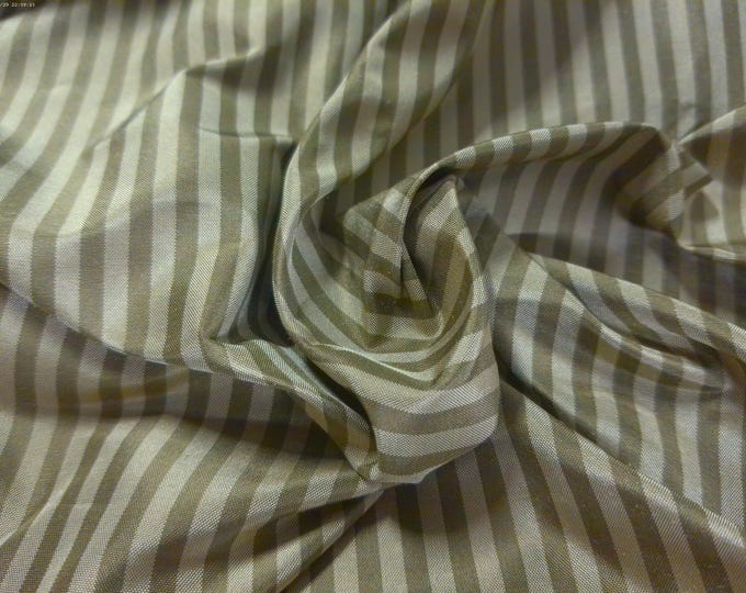 High End Silk Taffeta~Small Stripes~Shades of Olive Green~9"x27"~Doll Fabric
