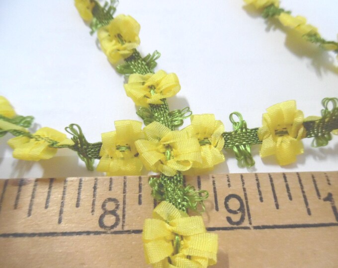 Silky Flower Trim~Sunshine Yellow~1/2"~By The Yard~Doll Trim~Ricoco~Millinery