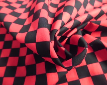 LAST PC! Zany Checkerboard Print~Red/Black~Lt.Weight Cotton~13"x58"~Doll Fabric