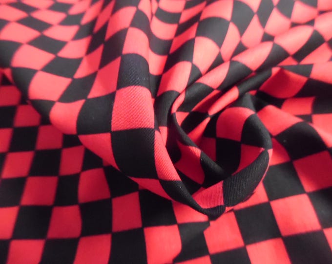 Zany Checkerboard Print~Red/Black~Lt.Weight Cotton~18"x29"~Doll Fabric