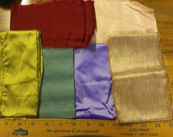 100% Silk Scrap Lot~16 Pieces~Assorted Colors and Sizes
