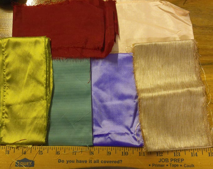 100% Silk Scrap Lot~16 Pieces~Assorted Colors and Sizes