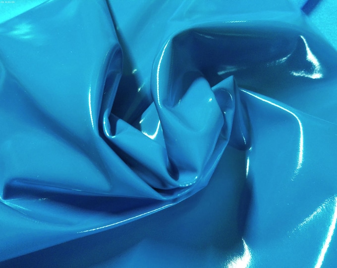 Faux Leather (Pleather)~Shiny Aqua Blue Patent~13"x19"~Doll Purses, Belts, and Shoes