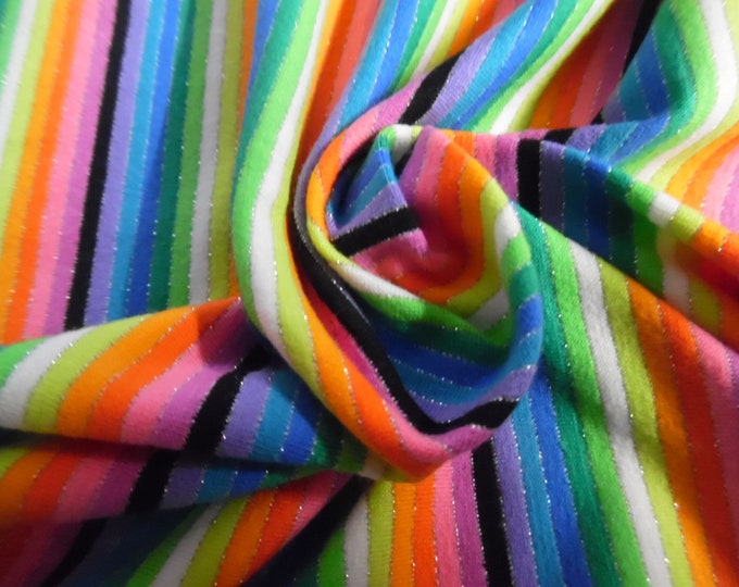 LAST! Micro Rainbow Stripe Cotton Jersey~With a Touch of Dazzle~10"x31"~Doll Fabric