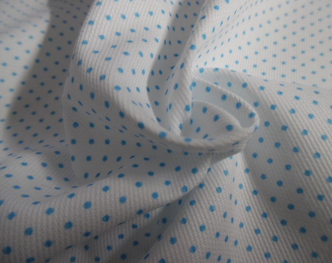 Light Weight Swiss Cotton Pique~Tiny Aqua Dots on White~12"x29"~Doll Fabric