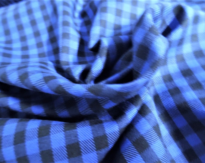 Gingham Check Cotton Twill~Blue & Black~12"x27"~Doll Fabric