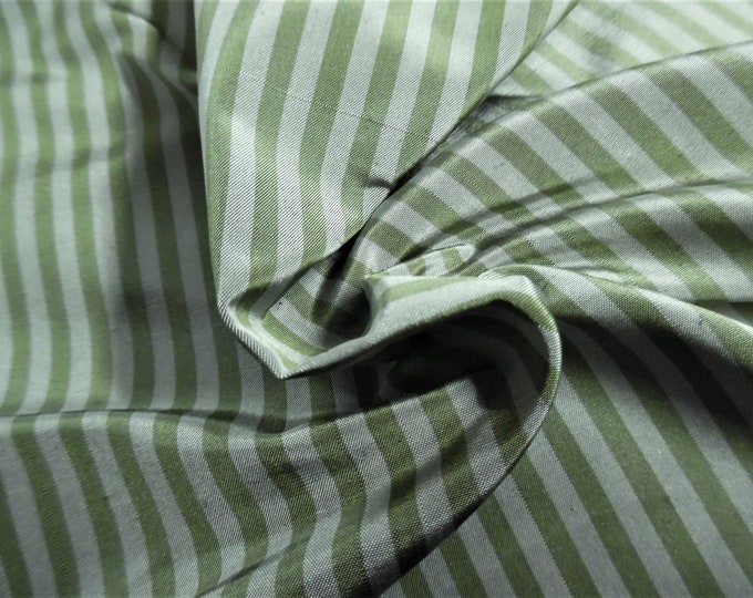 High End Silk Taffeta~Tiny Stripe~Shades of Green~9"x27"~Doll Fabric