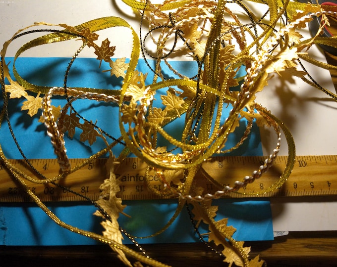 Small Gold Trims Bundle~5 Styles~9 Yards Total~1/8"-1/2"