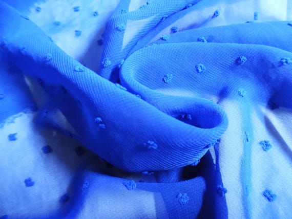 Clipped Dotted Swiss Chiffon~Cobalt Blue~Sheer~Nylon~Great for Overlays~12"x60"