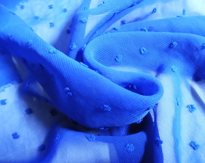 Clipped Dotted Swiss Chiffon~Cobalt Blue~Sheer~Nylon~Great for Overlays~12"x60"