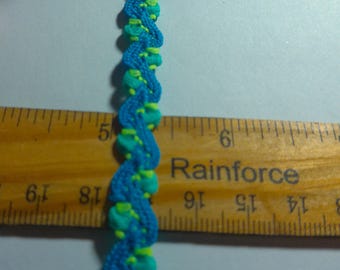 Fancy Wave Braid in Aqua and Shades of Green~3/8" Wide~By The Yard