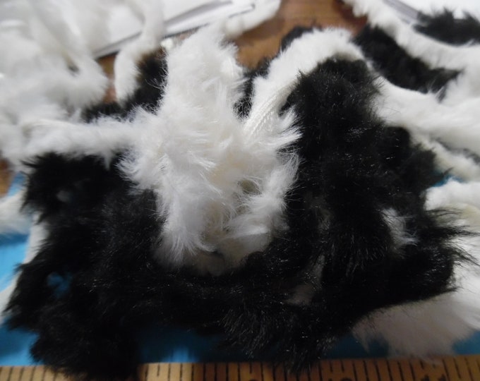 Tiny Minky Faux Fur Trim Bundle~Creamy White & Black~1/2" Nap~6 Yards~Doll Coat, Cape Trim~Flapper