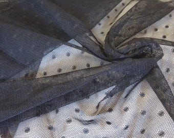 BASEMENT BARGAIN! Dotted Soft Nylon Netting~Jet Black~12"x30"