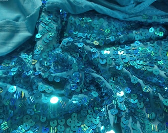 BASEMENT BARGAIN! Novelty Sequins Jersey~Aqua~18"x28"