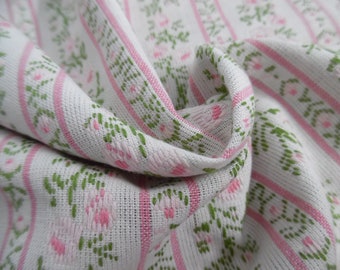 Embroidered Cotton Brocade~Pink & Green Floral Stripes~18"x28"~Doll Acc's~Trunk Liner~Doll Furniture Upholstry Fabric