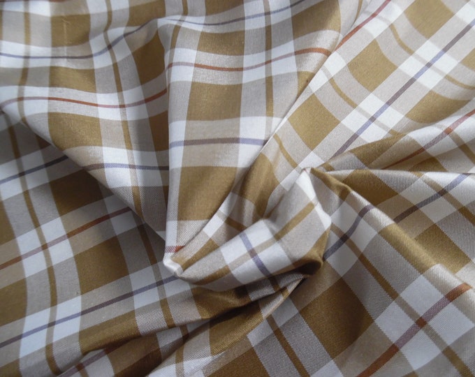 Small Plaid Silk Taffeta~Golden tan/cream~12"x27"~Great for Dressing your Huret/Rohmer Dolls!