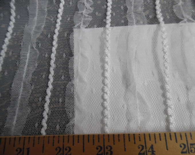 Embroidered~Ruffled Point D'Esprit Netting~Eggshell~18"x33"~Sheer