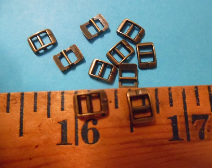 Tiny Metal Blythe Doll Buckles~Style B~4MM x 6MM~Antique Bronze~Set 6~Antique, Modern & Vintage Dolls