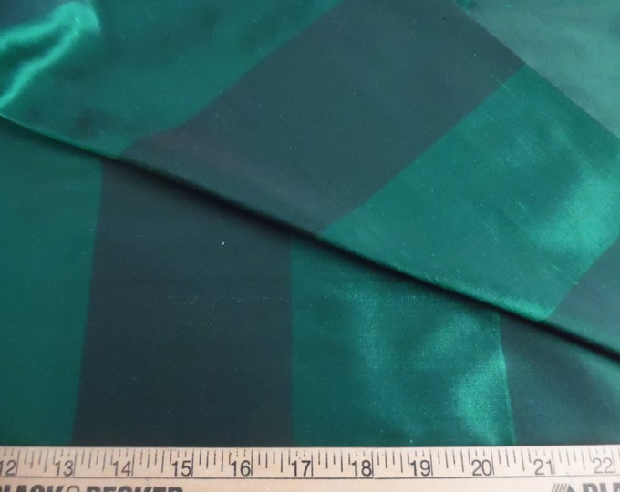 Silk Taffeta in Wide Stripes~Shades Emerald Green~18"x27"~Miniatures~ Doll Fabric