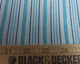 Silk Charmeuse~Multi Stripes~Aqua/Black/White~18"x28"~Doll Fabric