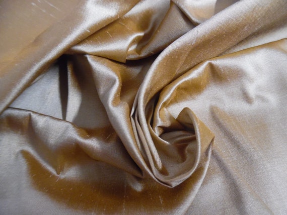 100% Silk Shantung~Silk Shot~Caramel Frost~High End~9"x27"~Doll Fabric