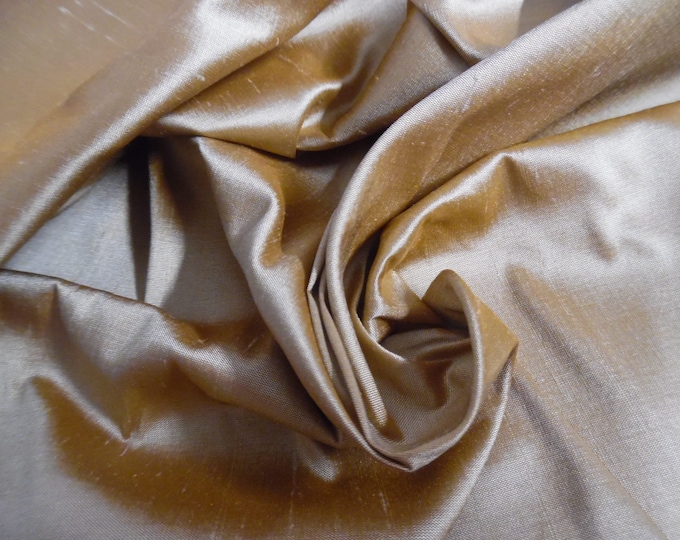 100% Silk Shantung~Silk Shot~Caramel Frost~High End~9"x27"~Doll Fabric