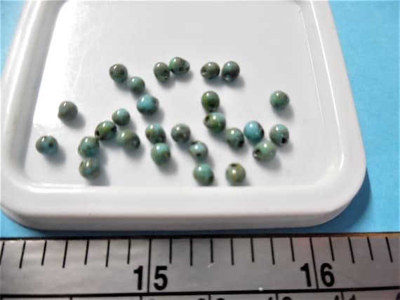 Tiny Glass Ball Buttons/Embellishments~2-3MM~Turquoise Stone~25 Pieces~Dolls