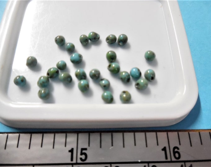 Tiny Glass Ball Buttons/Embellishments~2-3MM~Turquoise Stone~25 Pieces~Dolls